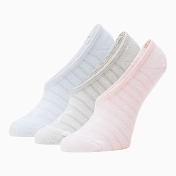 Women's No Show Socks [3 Pack], LIGHT PINK / WHITE, extralarge